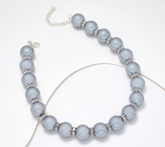 Joan Rivers Red Carpet Faux Grey Pearl Silvertone Necklace with Pave Spacers